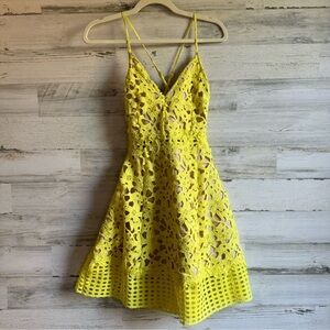 Lovers + Friends A-line Laser Cut Sleeveless Mini Fit Flare
Yellow Dress Crochet
